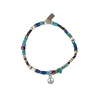 Ty Turquoise & Shell Stretch Bracelet + Charm