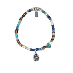 Ty Turquoise & Shell Stretch Bracelet + Charm