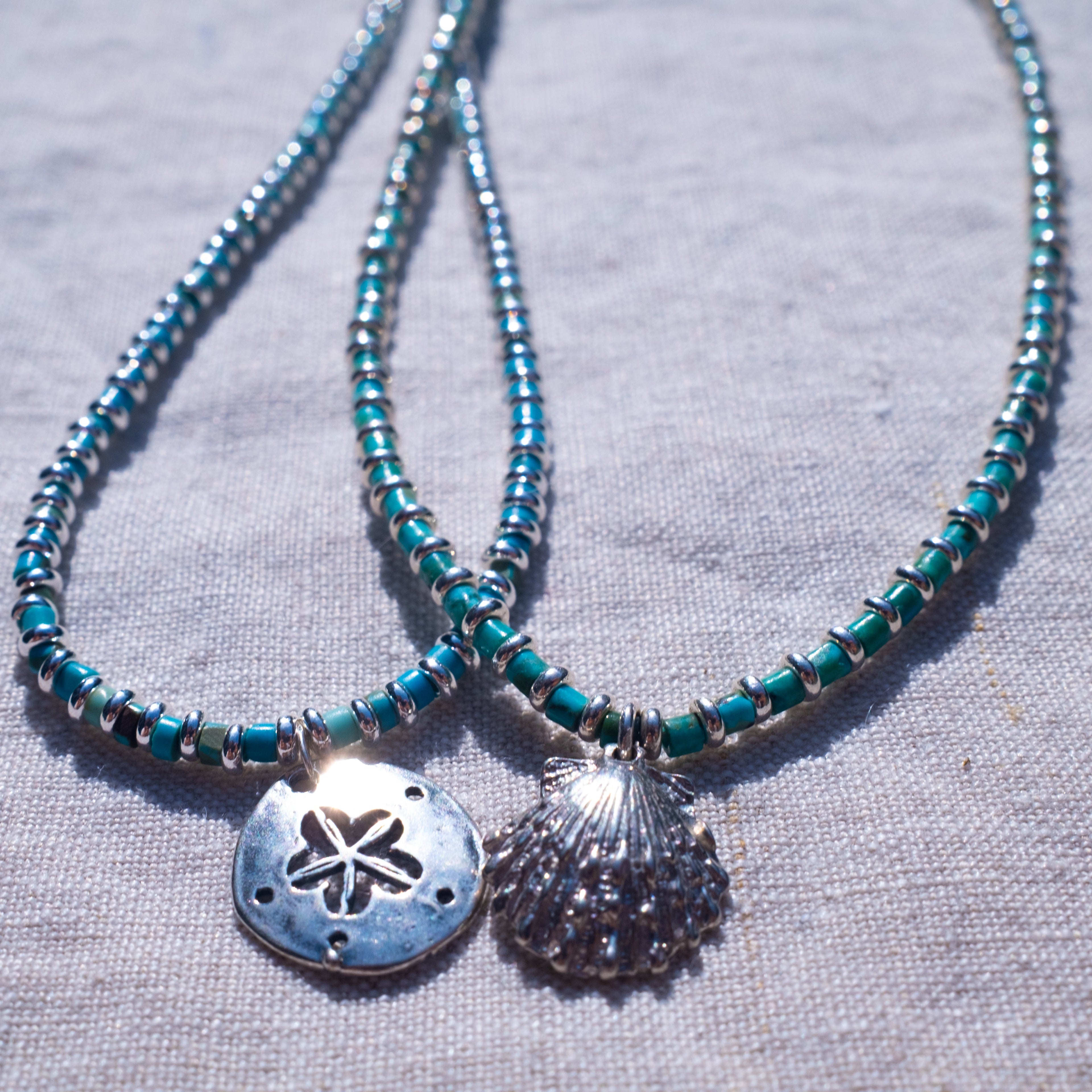Age Turquosie & Sterling Charm Necklace