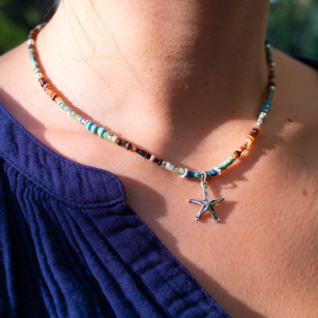 Ty Turquosie & Sterling Necklace with Medallion