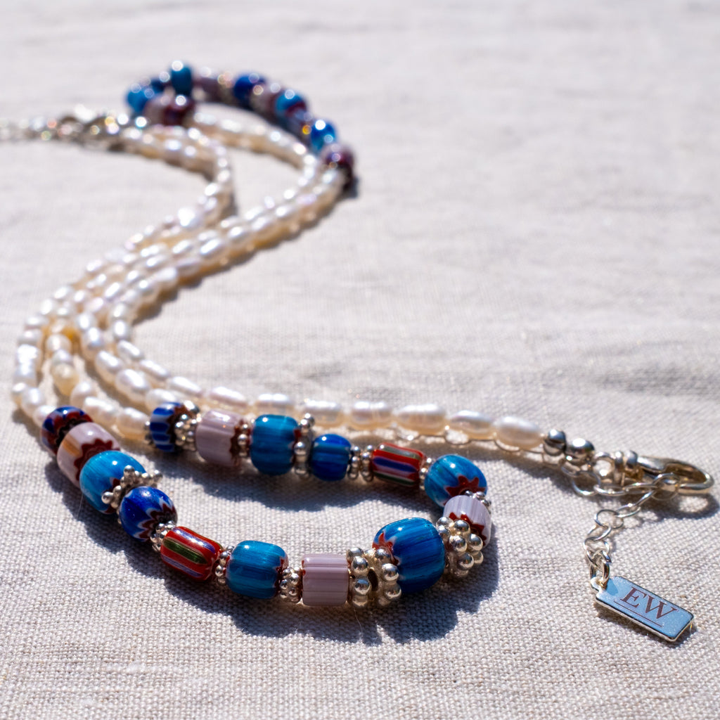 Samantha Freshwater Rice Pearls with African Trade Beads