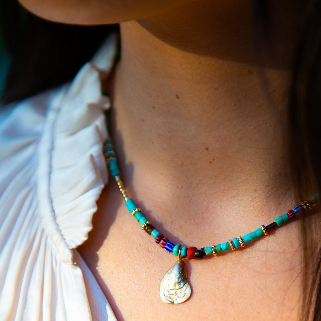 Mads Handstrung Turquoise Necklace With Pendant