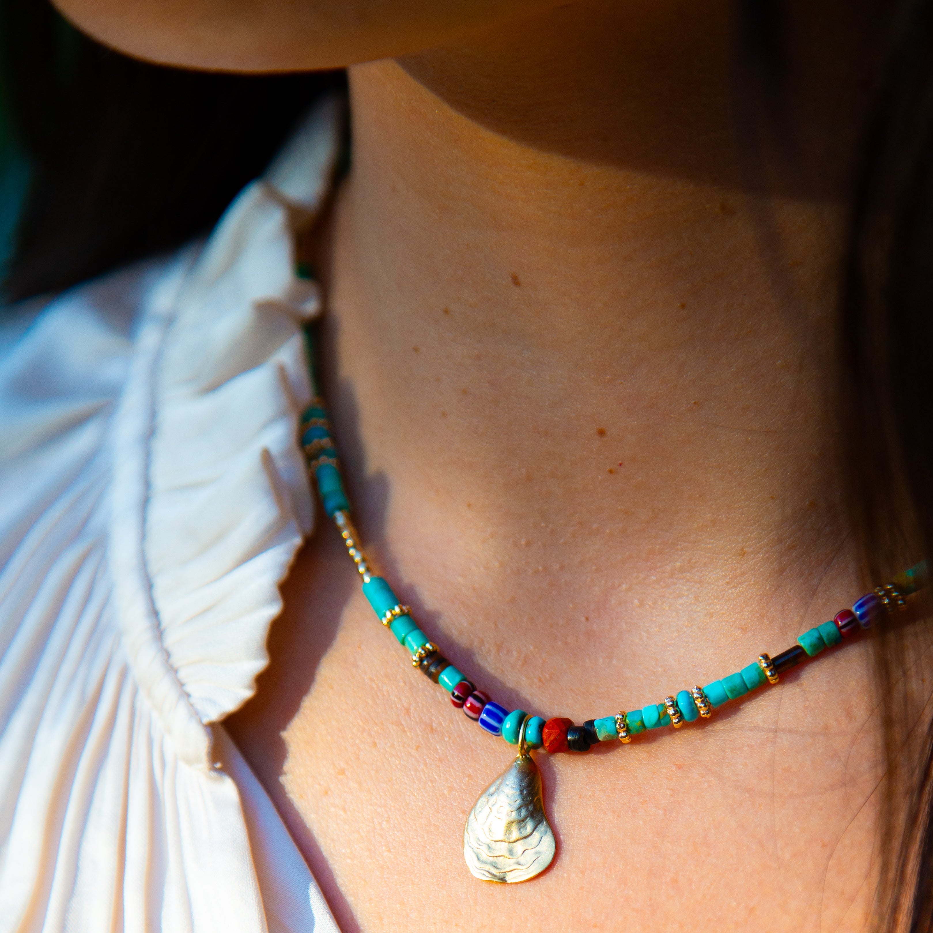 Mads Handstrung Turquoise Necklace With Pendant