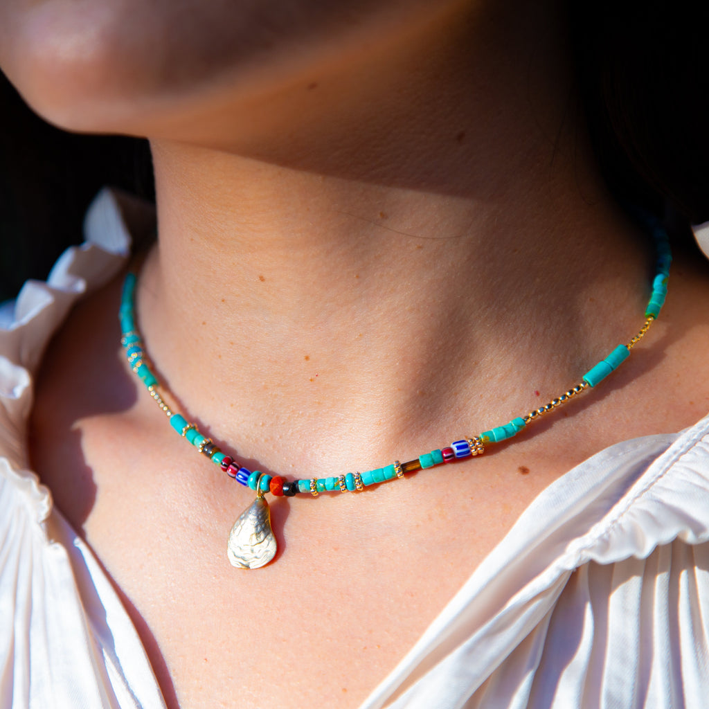 Mads Handstrung Turquoise Necklace With Pendant