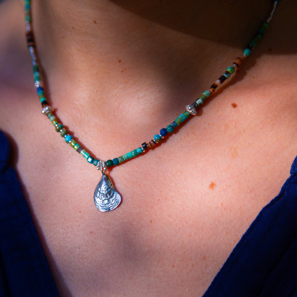 Ty Turquosie & Sterling Necklace with Medallion