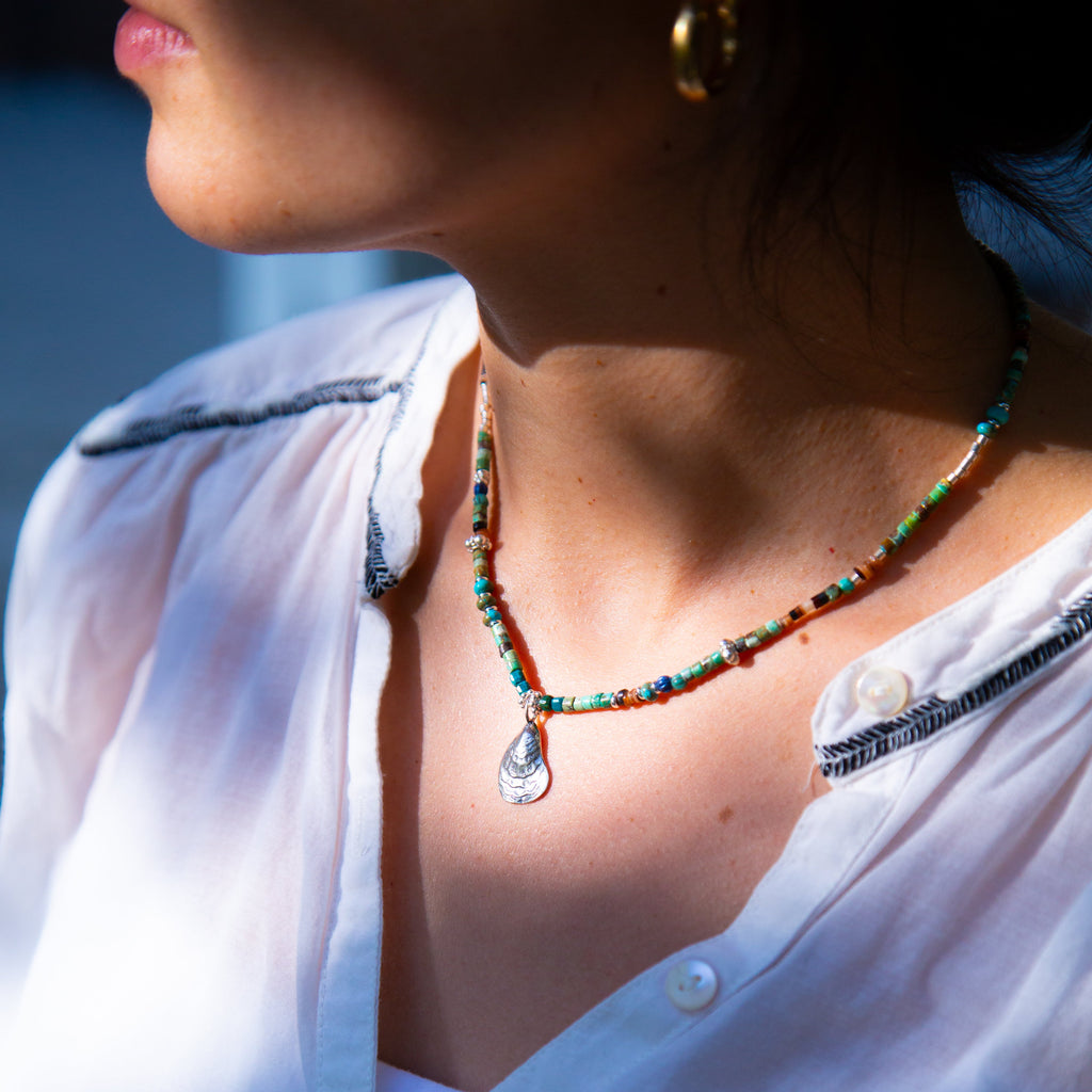 Ty Turquosie & Sterling Necklace with Medallion