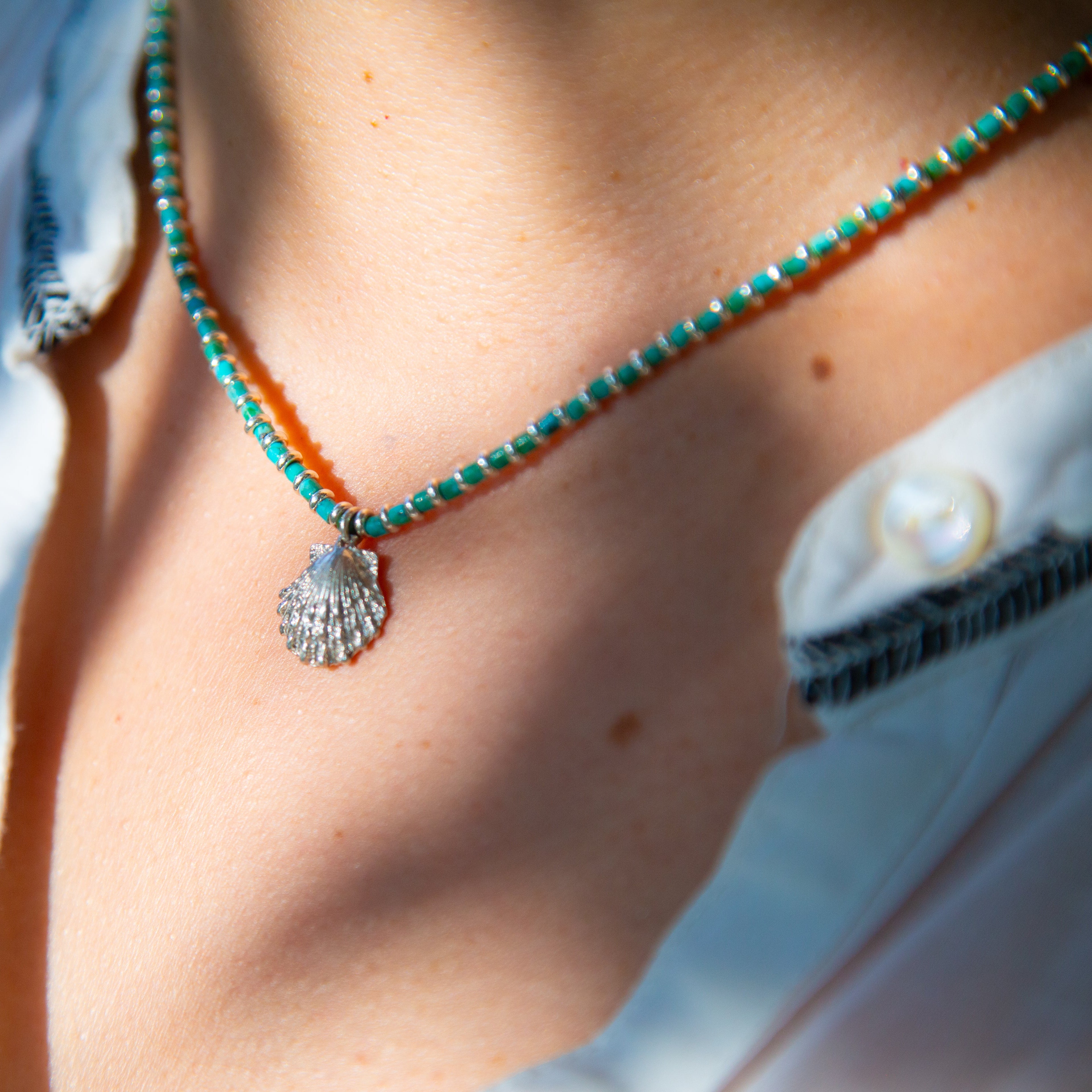 Age Turquosie & Sterling Charm Necklace