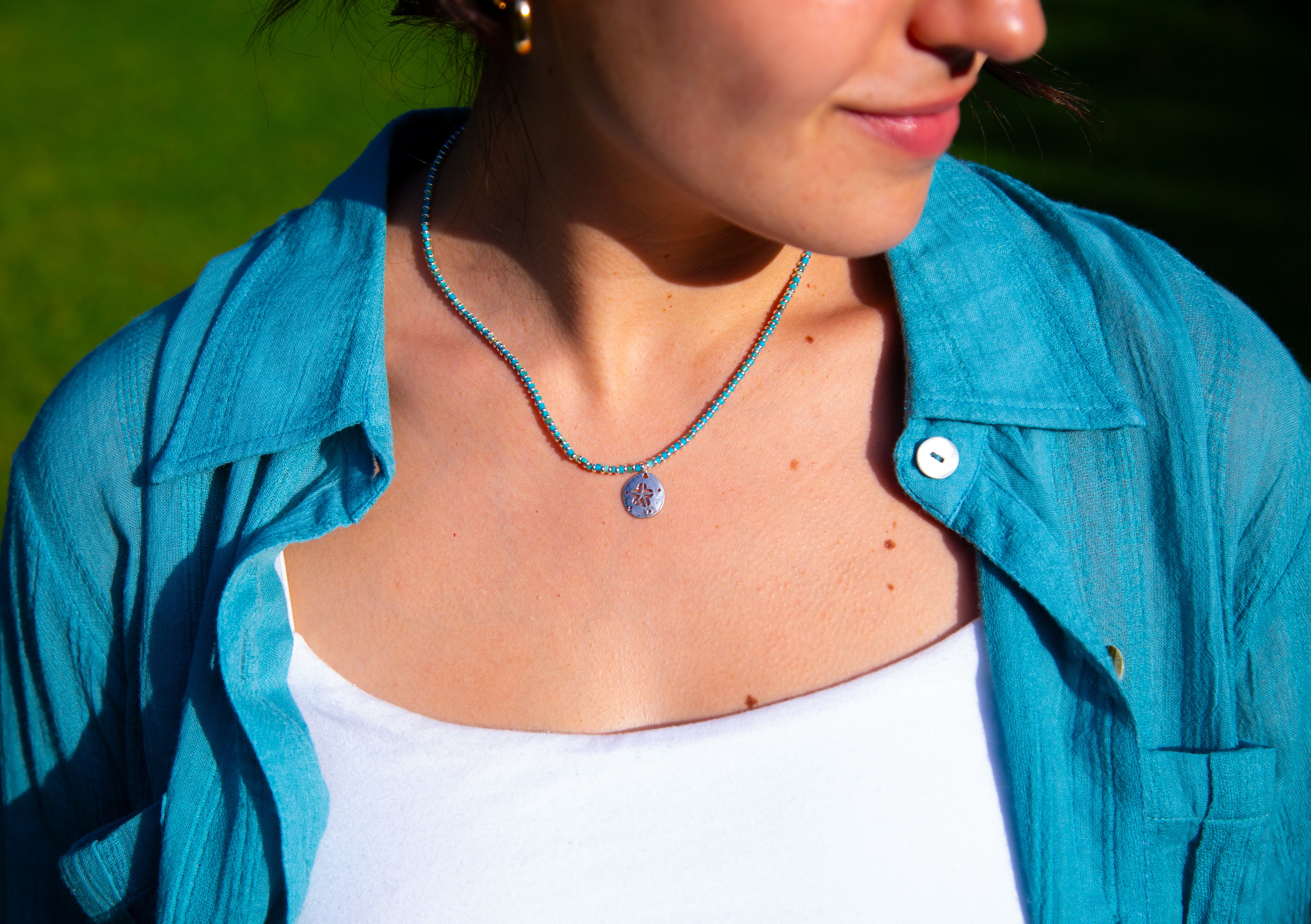 Age Turquosie & Sterling Charm Necklace
