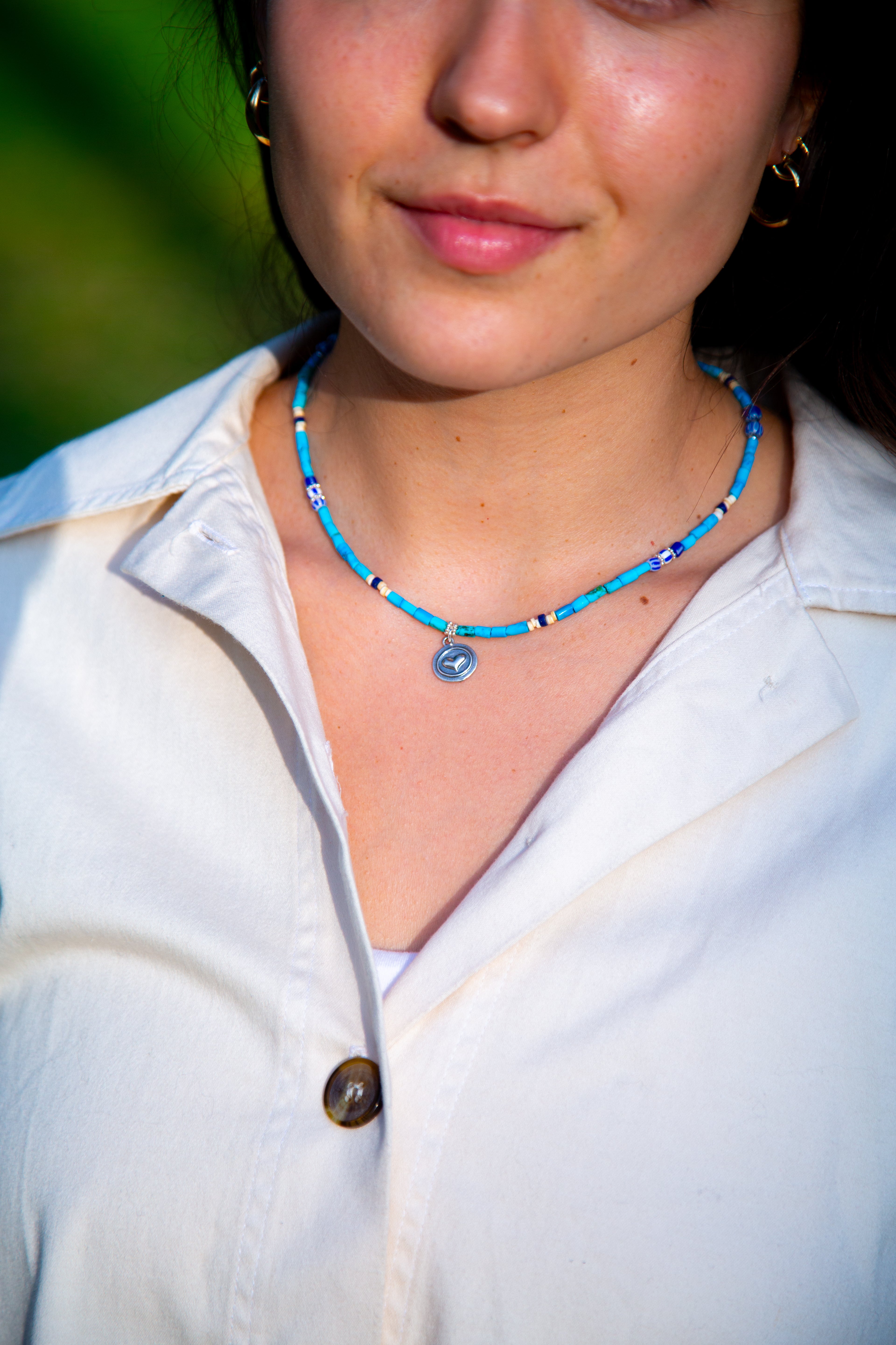 Allie Turquoise & Sterling Silver Charm Necklace