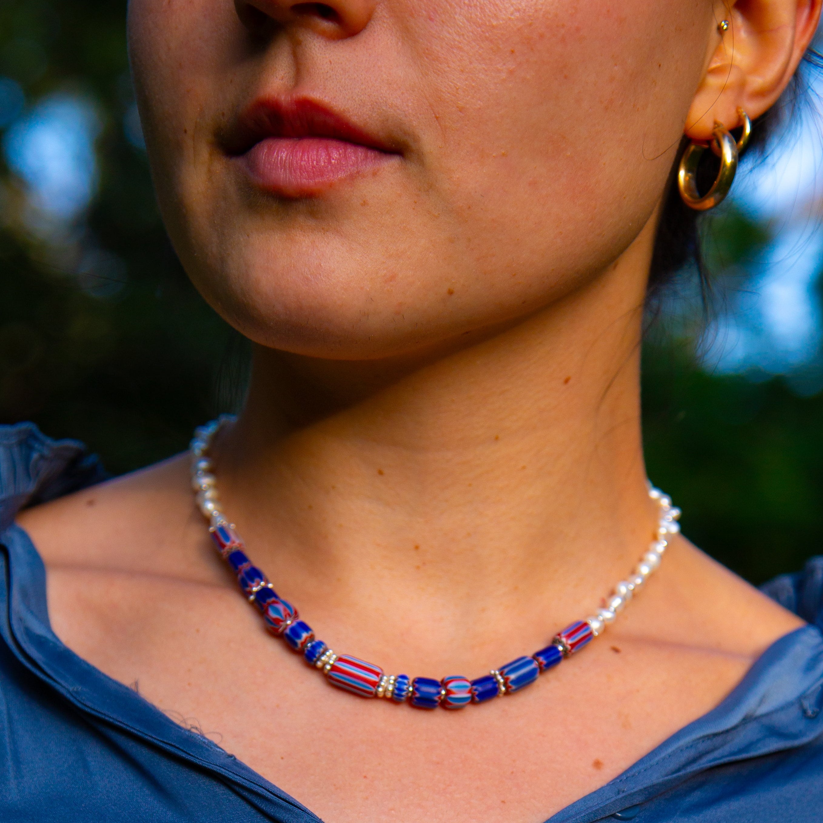 Samantha II Freshwater Nugget Pearls with African Trade Beads
