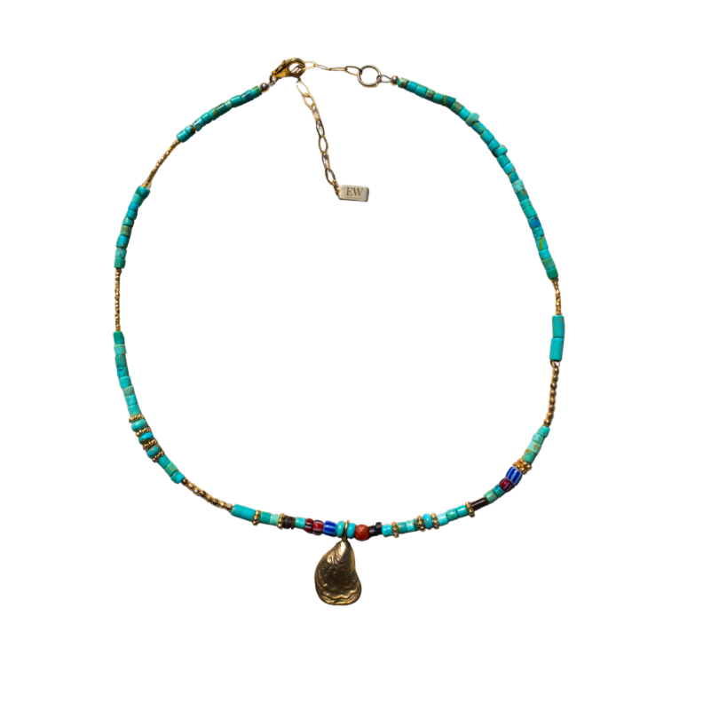 Mads Handstrung Turquoise Necklace With Pendant