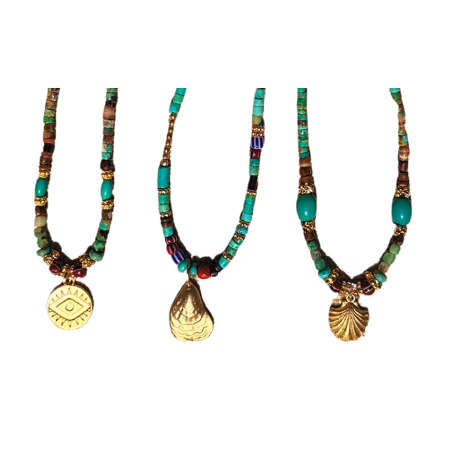 Mads Handstrung Turquoise Necklace With Pendant