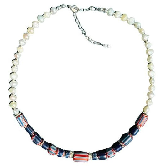 Samantha II Freshwater Nugget Pearls with African Trade Beads