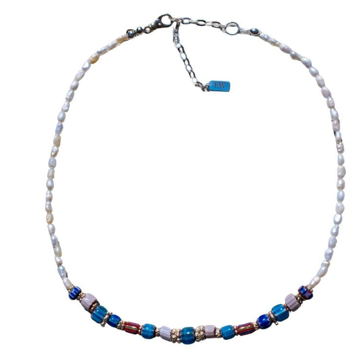 Samantha Freshwater Rice Pearls with African Trade Beads